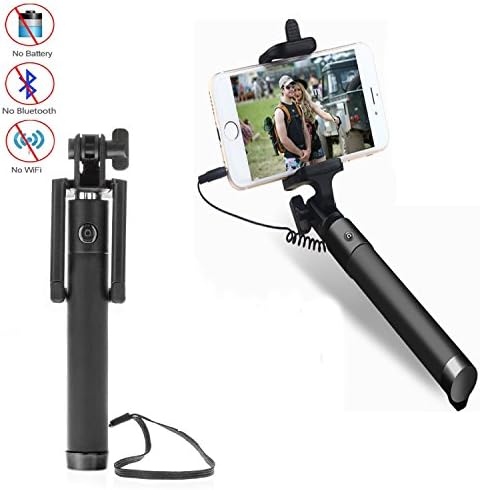 Selfie Stick, Foldable Selfie Stick, No Battery No Charging No Bluetooth, Wired Selfie Stick for iPhone / Galaxy S7 Edge/ Nexus 6p/ LG G5 &amp; other phones within 2.2-3.54 Inches width