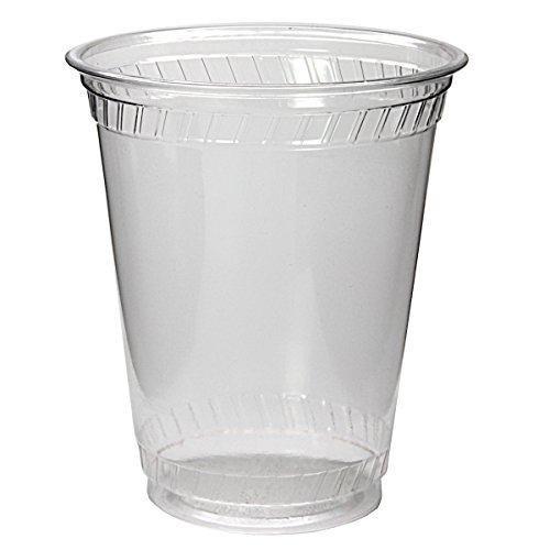 2dayShip Premium Plastic Clear PET Cups with Flat Lids, 100 Count, 12 Ounce