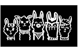 Llama Gang Vinyl Decal |White | Made in USA by Foxtail Decals | for Car Windows, Tablets, Laptops, Water Bottles, etc. |6.0 x 2.625 inch