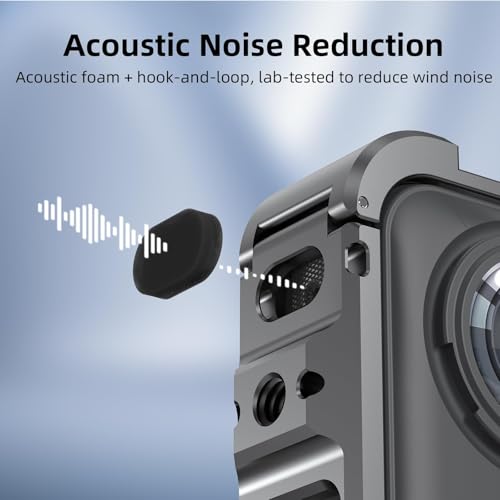 Utility Frame Case Cage for Insta360 X5, Metal Protective Case with Silicone Lens Cap Guard - Cold Shoe Mount, 3 x 1/4" Threads, Quick Release Adapter for Insta 360 X5 Accessories