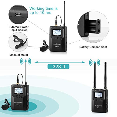 ZHUOSHENG UHF 100channel Wireless Lavalier Microphone System for DSLR