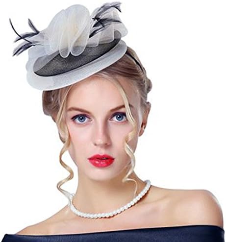 JoyVany Women's Birdcage Veil Hat Wedding Hats And Fascinators White