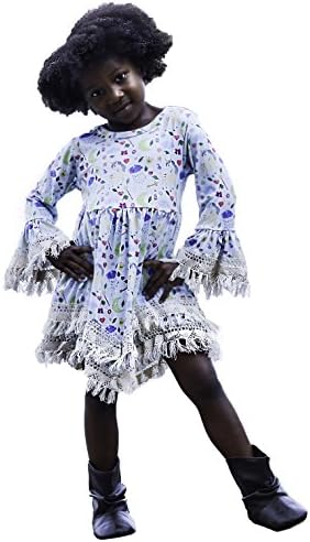 Unicorn Girl Toddler Boho Dress Flowers Toddler Pastel Colors Pink White Blue 2-3T