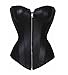 Bslingerie Womens Faux Leather Zipper Front Boned Corset (XXL)Black