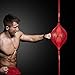 KUYOU Boxing Ball Speed Training Ball Double-end Bags Leather Speed Bag Punching Dodge MMA with Ring Locking for Training Gym Exercise Agility - Red