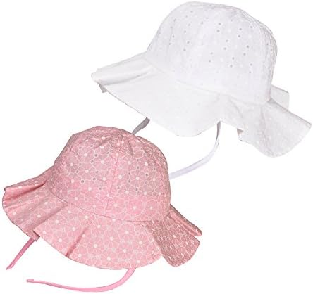 RORKEE Infant Toddlers Baby Girls Wide Brim Sun Protection Summer Floppy Hat(Pack of 2)