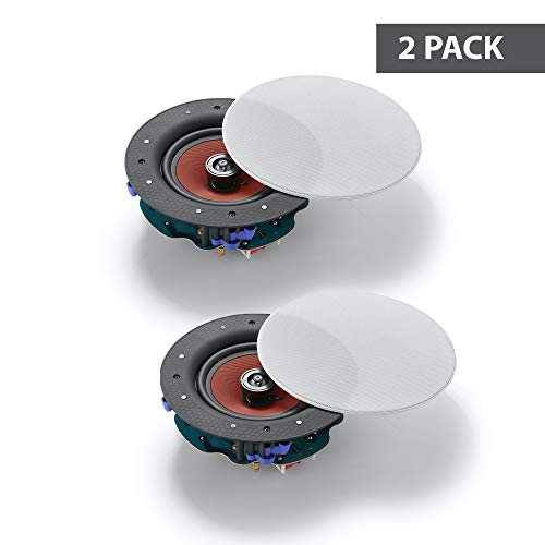 SOAV – 6.5″ Round Frame-Less in Ceiling Speakers 60W RMS Power, Kevlar Woven Cone, 0.75″ Titanium Dome (6.5″ Round 2 Pack)