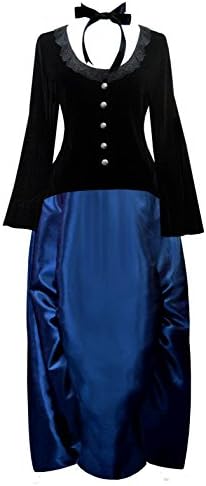 Victorian Valentine Steampunk Civil War Gothic Women's Top &amp; Skirt (XL, Blue)