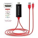 Compatible with Phone to HDMI Adapter Cable, DSTHISAR HDMI Digital AV Adapter 1080P HDTV Cord Converter for Phone Xs Max XR X 8 7 6 Plus Pad Pro Air Mini Pod - Plug and Play(Red)   