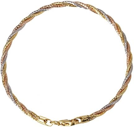 Italy Made Resilient 925 Sterling Silver Adjustable Bracelet Silver Rose Gold Platinum Plated Bangle Cuff Women Jewelry Accessory (7.5, 18K and Rose Gold Platinum Plated)