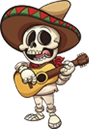 Amazon Com Cute Skeleton Mariachi Guitarist Cartoon Vinyl Decal Sticker 8 Tall Arts Crafts Sewing