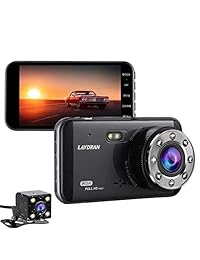 LAYDRAN 4 "IPS Dual Lens Car Dash Cam FHD 1920X1080P Cámara del tablero del automóvil 170 grados de ángulo amplio Grabadora de cámara de conducción con H.264, WDR, Visión nocturna, G Sensor, Detección de movimiento, Grabación de bucle, Modo de estaci