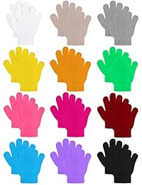 Cooraby 12 Pairs Kids Warm Magic Gloves Teens Winter Stretchy Knit Gloves Boys Girls Knit Gloves (Mixed Colors G, 6-12 Years)