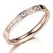 ADAIER Women 2mm Luxury Titanium Stainless Steel Cubic Zirconia CZ Inlay Rose Gold Ring Wedding Engagement Band Size 5-8 (SZZ-27) (rose gold, Size 7)