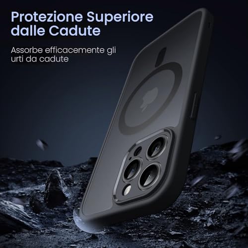 JETech Magnetic Cover for iPhone 13 Pro 6.1 Inch MagSafe Compatible with MagSafe, Translucent Matte Case with Camera Full Protection Slim Back Shockproof (Black)