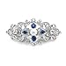 Women Hair Barrette Something Blue Wedding Crystal Simulated Pearl Romancing Heart Rhinestone Small, 2.5in