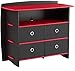 Legaré Furniture Children's Sturdy 4-Drawer Dresser, Storage Organizer for Kid Bedroom, Black and Red