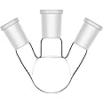 StonyLab Glass 50ml Heavy Wall 3 Neck Round Bottom Flask RBF, with 24/40 Center and Side Standard Taper Outer Joint – 50ml