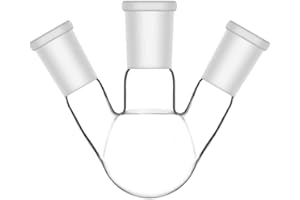 StonyLab Borosilicate Glass 3 Neck Round Bottom Flask RBF, with 24/40 Center and Side Standard Taper Outer Joint – 50ml