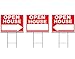 Large OPEN HOUSE Sign Kit with Tall Stands - Yard Sign Bundle for Real Estate - 3 Pack - (1) 24