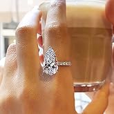 Sdouefos 3 Ct Teardrop Pear Cut Cubic Zirconia CZ Rhodium Plated Sterling Silver for Women Solitaire Wedding Engagement Ring Zirconia Pave Thin Band in Sterling Silver (6)