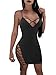 GOBLES Women Spaghetti Straps Sexy Bodycon Criss Cross Lace up Mini Dress
