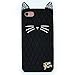 TISHAA Apple iPhone Plus Case - 7 Plus 8 Plus Bling Soft Silicone Rubber Cover Cute Kitten Cat Whisker Rhinestone Crystal Diamond Glitter (Black)