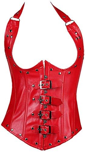 PULABO Womens Faux Leather Underbust Steel Boned Corset Waist Cincher