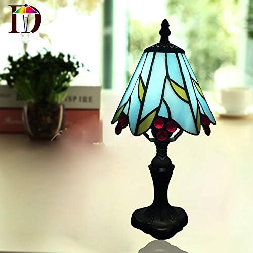 Tiffany Style European Table Lamp Hand-Inlaid Stained Glass Lampshade Family Study Bedroom Decoration.