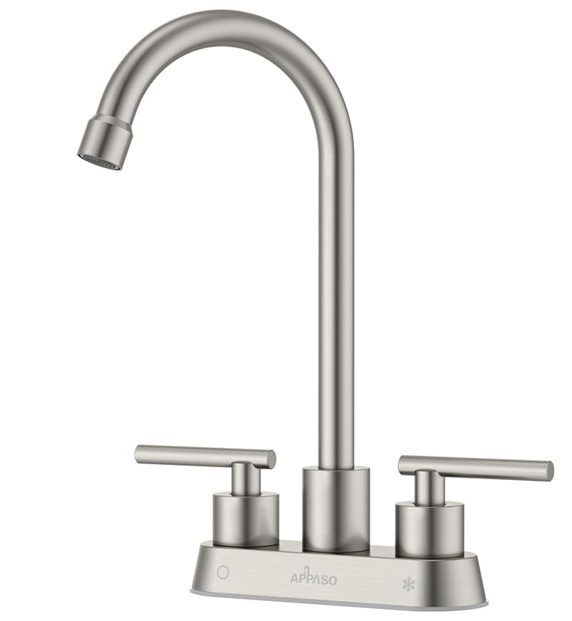 APPASO Llave para Lavabo Baño, Mezcladora para Lavabo de Baño, 4 Pulgadas, SUS304 de Acero Inoxidable de 2 Manijas para Grifo de Lavabo, Níquel cepillado