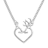 Heart Deer Silver Buck Necklace Pendants