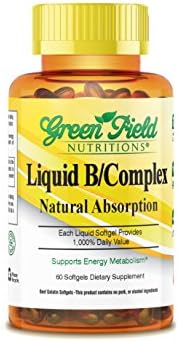 Greenfield Nutritions, Liquid Softgel, Natural Absorption, B- Complex (B12, B1, B2, B5, B6, Folic Acid, and B Blend), Halal Vitamins, 60 Softgels