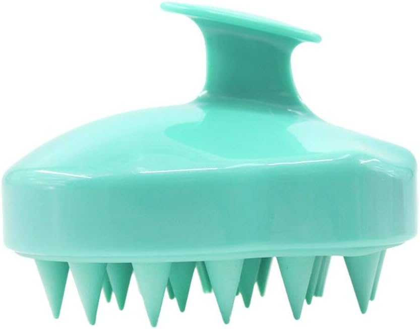 Comb Handheld 5 Colors Silicone Scalp Shampoo Massage Brush Washing Comb Shower Head Hair Mini Head Meridian Massage Wide Tooth (Green)