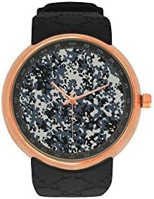 Novelty Gift Military Camo Camouflage Pattern Men's Rose Gold Plated Resin Strap Watch