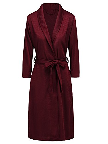 Bath Robe for Womens Soft Kimono Bathrobe Waffle Weave Knee-length Hotel Spa Robe Lightweight Dressing Gown