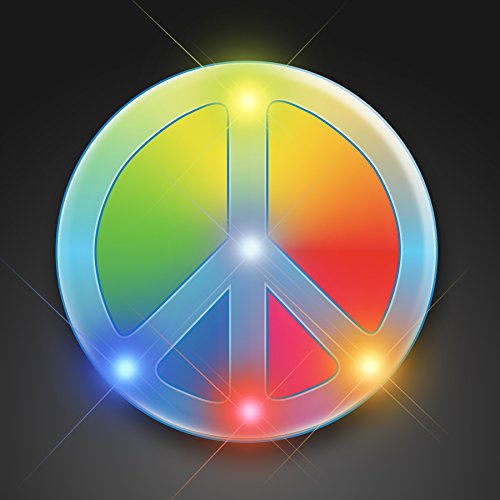 Rainbow Peace Sign Blinkies on Lanyards (Set of 5)