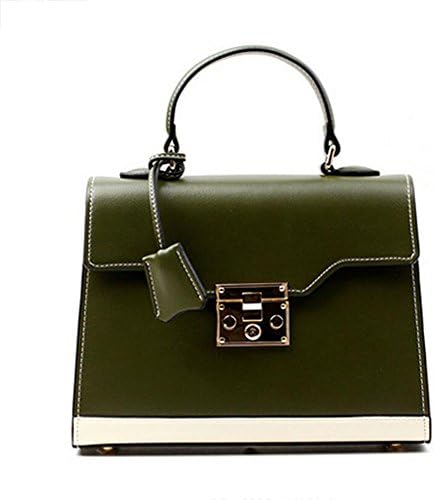 Actlure Women Genuine Padlock Leather Supreme Top Handle Bag (GREEN)