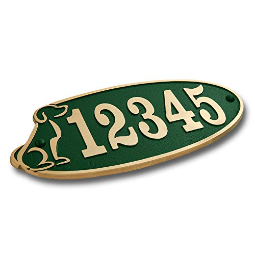 The Metal Foundry Personalised Dog House Number Plaque. Traditional Cast Brass Metal Address Sign with Number and Letter Options. Black Or 6 Choices. Large 5 Numbers Max - Thumbnail 7