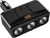 Car Charger with Dual USB, 3 Cigarette Lighter Sockets,Adapter with Voltmeter Monitor fit for 12V,24V Car,Compatible for iPhone,LG,HTC,Samsung,BlackBerry and More
