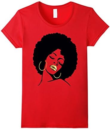 Womens Afro Diva Black Girl Magic Shirt Gold Lips Natural Melanin XL Red