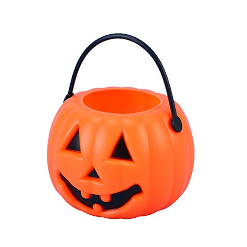 LUOEM 10pcs Halloween Portable Pumpkin Bucket Children Trick or Treat Pumpkin Candy Pail Holder Halloween April Fool 's Day Children's Party Decoration for Friends - Thumbnail 4