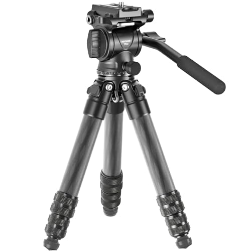 NEEWER Carbonfaser Tisch Kamera Mini Stativ tragbares Tischstativ Reisestativ für unterwegs mit Fluidkopf Schnellwechselplatte für TikTok DSLR und Act