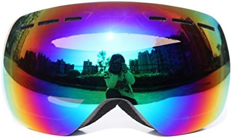 Yayoshow Motorcycle Goggles Ski Goggles Snowmobile Skate Snowboard Riding Anti Fog Lenses 100% UV Protection with Case (Black+case)