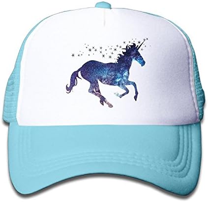 Adjustable Caps Kids Starry Sky Magic Unicorn Horse Trucker Mesh Hats SkyBlue