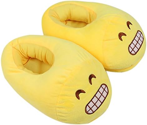 Dammer Cotton Emoji Slippers Warm Yellow Slippers, Plush Cute Winter Shoes Neutral Adult Teen Shoes Slippers Children and Women