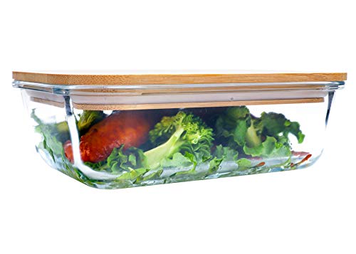 BlueHills Premium Glass Meal Prep Lunch Containers with bamboo Lids Plastic Free Glass Food Containers BPA-Free Microwave Oven Freezer Dishwasher Safe 5 pack set 10 pieces (G004 bamboo lid) - Thumbnail 5
