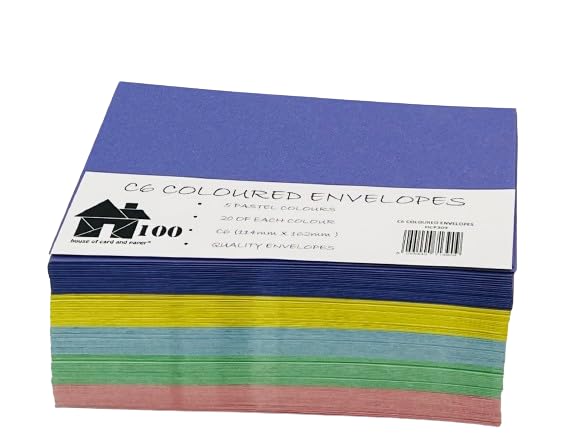 House of Card & Paper C6 114 x 162 mm Envelope - Assorted (Pack of 100)
