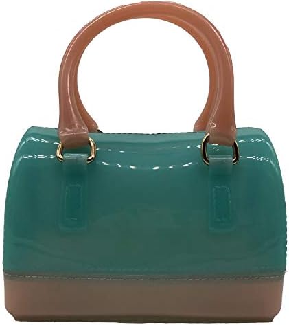 Girls Jelly Mini Candy Handbag Crossbody Shoulder Bags for Summer (Green Pink)