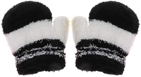 ベビーグローブ Dabixx かわいい幼児赤ちゃん子供男の子女の子暖かい冬の手袋幼児ニット虹ミトン ショッピング ブラック