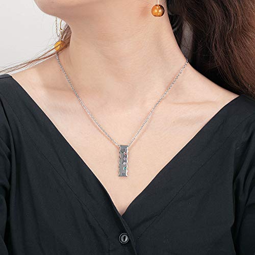 Personalized 4 Simulated Birthstone Bar Necklace for Grandma or Mom Custom Names Grandmother's Birthday Jewelry Gift - Thumbnail 6